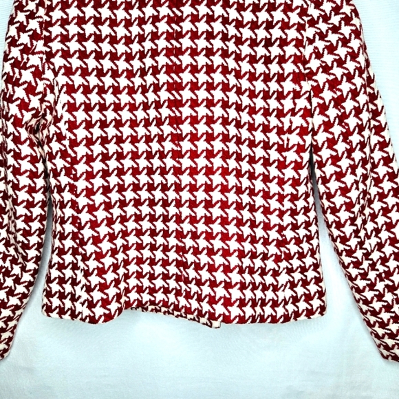 Talbots Red Wool Houndstooth Moto Jacket. Size 8 - Picture 4 of 15